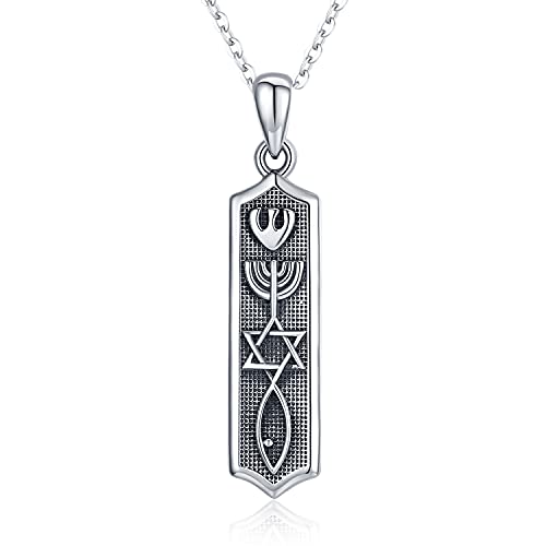 Mezuzah Halskette Sterling Silber Messianisches Siegel Mezuzah Jüdische Anhänger Halskette Schutz Spirituelle Schmuck Geschenke für Frauen Männer von Midir&Etain