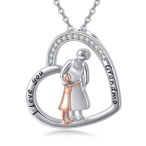 Midir&Etain Oma Kette Geschenke für Oma 925 Sterling Silber Liebe Herz Halskette Mütter Valentinstag Geburtstag Schmuck für Großmutter und Enkelin von Midir&Etain