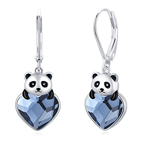 Panda Ohrringe 925 Sterling Silber Kristall Tier Tropfen Ohrringe Hypoallergen Panda Ohrringe Schmuck Panda Geschenke für Frauen Mädchen Freundin von Midir&Etain