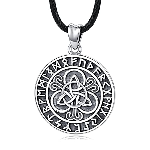 Wikinger Kette 925 Sterling Silber Keltische Viking Anhänger Halskette Vegvisir Rune Schmuck Geschenke für Damen Frauen Männer von Midir&Etain