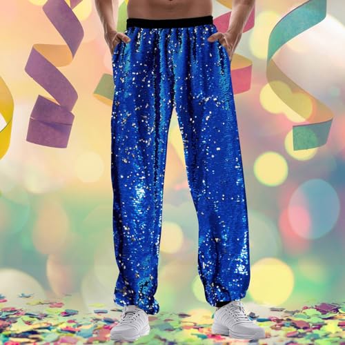 Herren Pailletten Hose Metallisch Glänzende Jogger Sweatpants Disco Party Elastische Hose Jogginghose Hip Hop Wetlook Hosen Männer Club Party Festival Abschlussball Streetwear von Midiskye