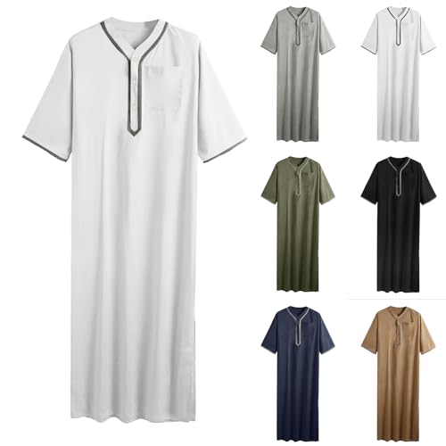 Midiskye Kaftan Herren Gebetskleidung für Männer Islam Schwarz Abaya Langarm Arabische Kleidung Thobe Islamische GeschenkeArabische Kleidung Geschenke Ramadan von Midiskye