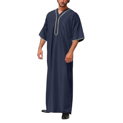 Midiskye Kaftan Herren Gebetskleidung für Männer Islam Schwarz Abaya Langarm Arabische Kleidung Thobe Islamische GeschenkeArabische Kleidung Geschenke Ramadan von Midiskye