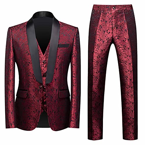 Midiskye Karneval Anzug Herren Leichtes Business Anzug Jacken Hosen Set Verrückte Anzüge Goldener Karnevalsanzug Pailletten Sakko Hose zweiteiliges Set Jogging Set für Party Abschlussball von Midiskye