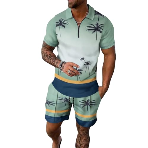 Midiskye Oversized Jogginganzug Männer 2-Teiliges Outfit Klassisch Tracksuit Rennfahrer Kostüm Sommer Sommerkleidung Hemd Und Shorts Herren Set Herren Mode Stylisch 2025 von Midiskye