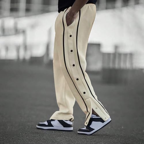 Midiskye Reha Hose Damen Herren Seitlich Zu Öffnen Baggy Trainingshose mit Seitlichem Am Bein Weites Bein Schnellfickerhose Druckknöpfen Sporthose Freizeithose Breite Jogginghose Lässig von Midiskye