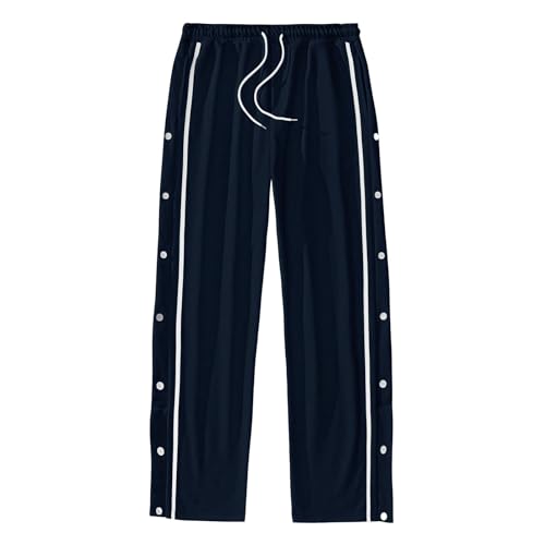 Midiskye Reha Hose Damen Herren Seitlich Zu Öffnen Baggy Trainingshose mit Seitlichem Am Bein Weites Bein Schnellfickerhose Druckknöpfen Sporthose Freizeithose Breite Jogginghose Lässig von Midiskye