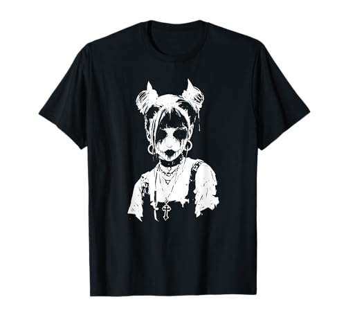 Creepy Horror Anime Manga Ghoul Girl | Black Metal Gothic T-Shirt Creepy Horror Anime Manga Ghoul Girl | Black Metal Gothic T-Shirt von Midnight Ghoul Co.