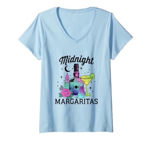 Damen Midnight Margaritas Lustige magische Cocktails Shirts T-Shirt mit V-Ausschnitt von Midnight Margaritas Designs by Tee Miracle