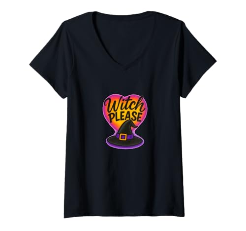Damen Witch Please Sass Hexenhut Lustig Halloween Spruch T-Shirt mit V-Ausschnitt Damen Witch Please Sass Hexenhut Lustig Halloween Spruch T-Shirt mit V-Ausschnitt von Midnight Vineyard Thread Arts