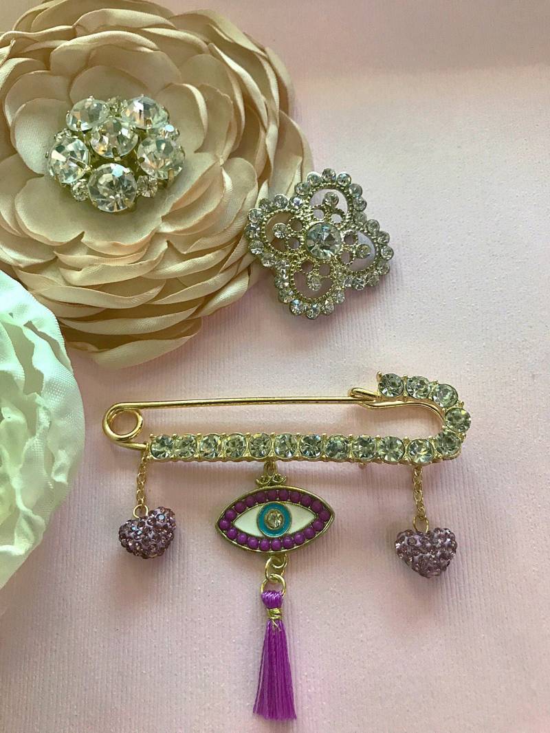 Lila Evil Eye Kinderwagen Pin Mit Wunderschönen Kristallen | Windel Baby Dekor Neugeborenen Geschenk Thema von MidnightRoseDesignCo