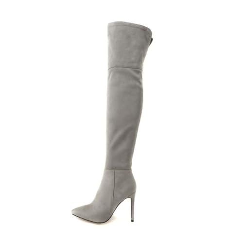Knie Hohe for Stiefel High Heel, Hochhackige Stretchstiefel, Overknee-for Stiefel Aus Wildleder Mit Spitz Zulaufendem Wildleder Für Damen, Lange for Stiefel Mit Seitlichem Reißverschluss,High Heels von MiduoHu