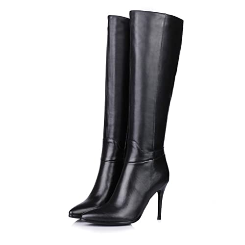 Stiletto High Boots, Sexy, Damen KnielangeStiefel Mit Hohem Absatz Und Seitlichem Reißverschluss, Herbst- Und Winterlederstiefel,High Heels (Color : Schwarz, Size : 43 EU) von MiduoHu