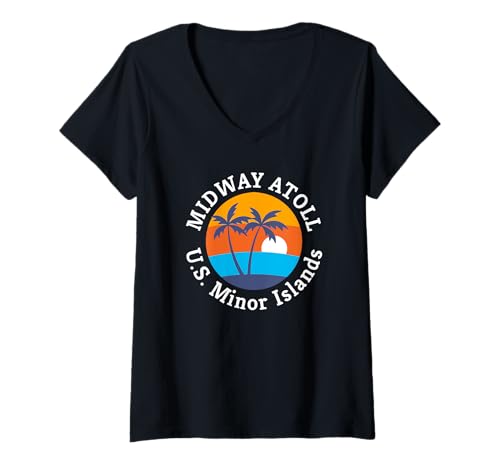 Damen Midway Atoll Beach US-Mollinseln Sommerurlaub T-Shirt mit V-Ausschnitt Damen Midway Atoll Beach US-Mollinseln Sommerurlaub T-Shirt mit V-Ausschnitt von Midway Atoll Beach U.S. Minor Islands Souvenirs