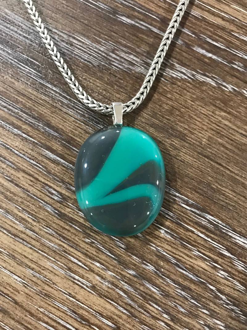 Einzigartiger Anhänger Aus Geschmolzenem Glas, Grau Und Blaugrün, Trendiger Schmuck, Bunter Anhänger, Sinnvolles Geschenk Für Mama, Minimaler Einzigartiger Anhänger Aus Geschmolzenem Glas, Grau Und Blaugrün, Trendiger Schmuck, Bunter Anhänger, Sinnvolles Geschenk Für Mama, Minimaler von MidwayMercantileCo