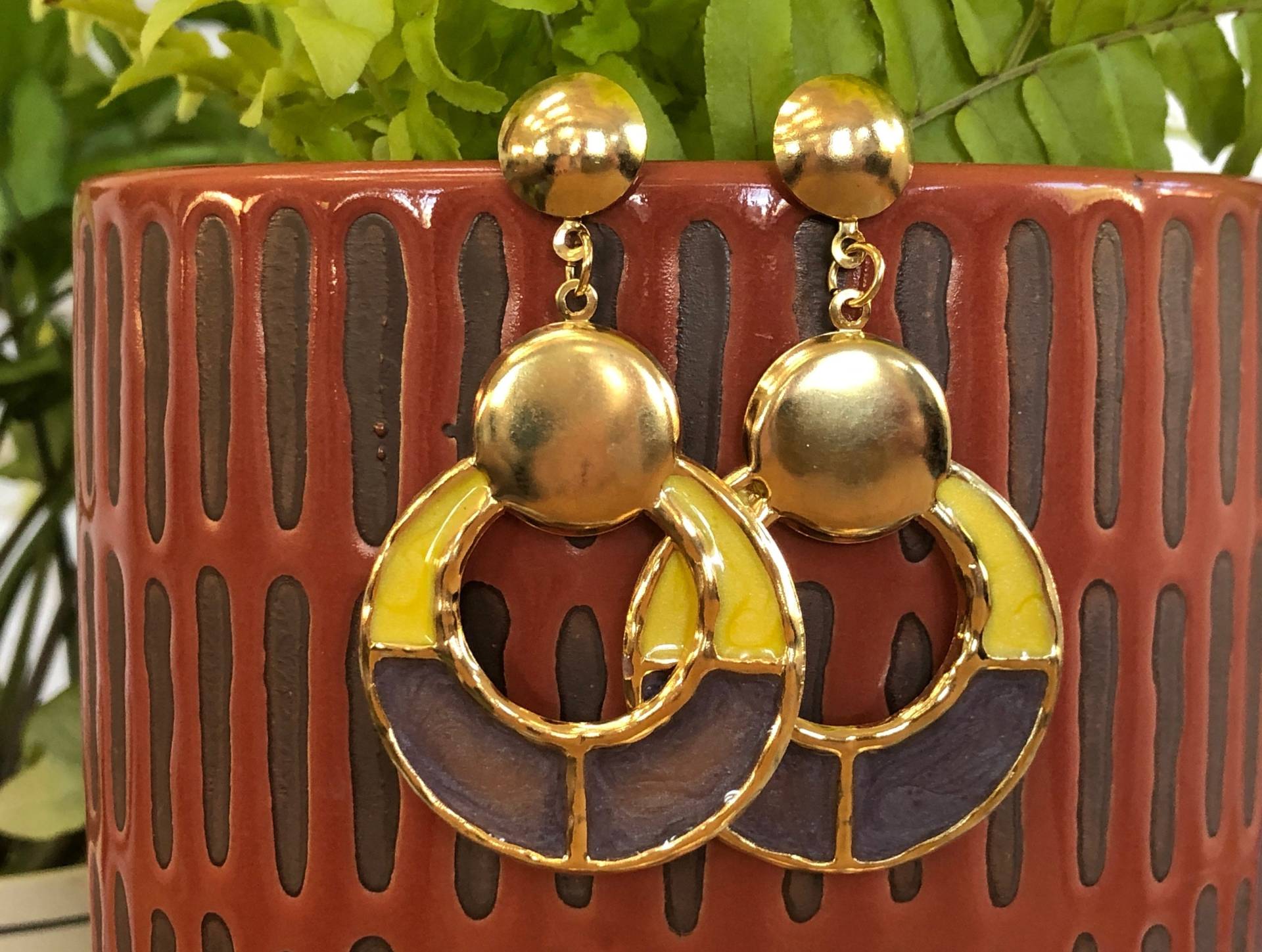 Gold Ohrringe Runde Vintage Schmuck Ohrstecker von MidwestVintageShop