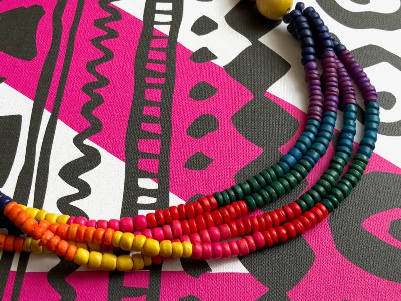 Perlen Halskette Regenbogen Bunte Multistrand Holz Rosa Gelb Orange Lila Vintage Schmuck Statement Stück Perlen Halskette Regenbogen Bunte Multistrand Holz Rosa Gelb Orange Lila Vintage Schmuck Statement Stück von MidwestVintageShop