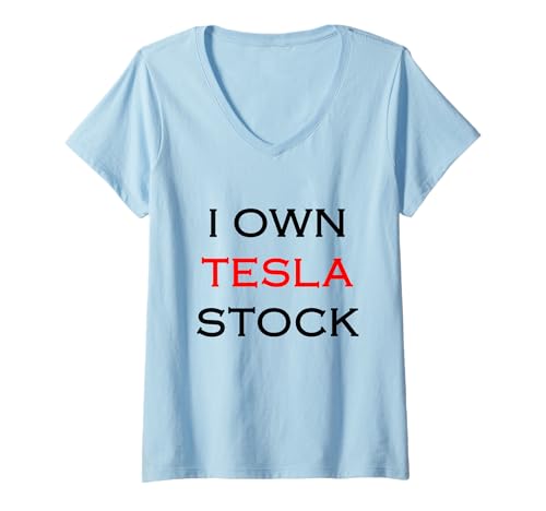 Damen Ich besitze Tesla-Aktien T-Shirt mit V-Ausschnitt von Midwestern America