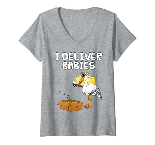 Damen Ich bringe Babys zur Welt, Hebamme Storch Lustig T-Shirt mit V-Ausschnitt Damen Ich bringe Babys zur Welt, Hebamme Storch Lustig T-Shirt mit V-Ausschnitt von Midwife Stork Delivery Nurse Funny By DoodleRob