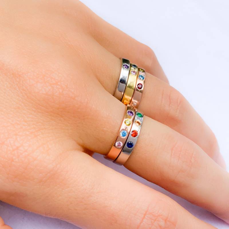 Geburtsstein Ring Für Mama 14K Gold, Mütter Ring, Schmuck, Birthstone Stapelringe Frauen, Personalisiertes Geschenk Frauen von MielaJewelry