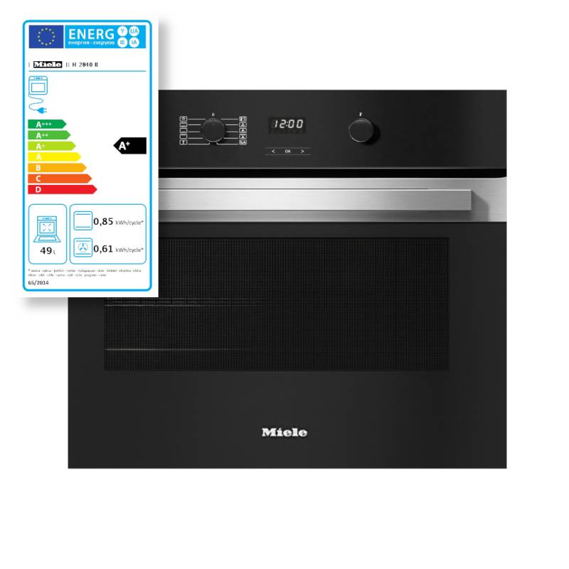 Miele H2840B Einbau Backofen 60x45cm 49L Heißluft Grill Edelstahl Schwarz A+ von Miele