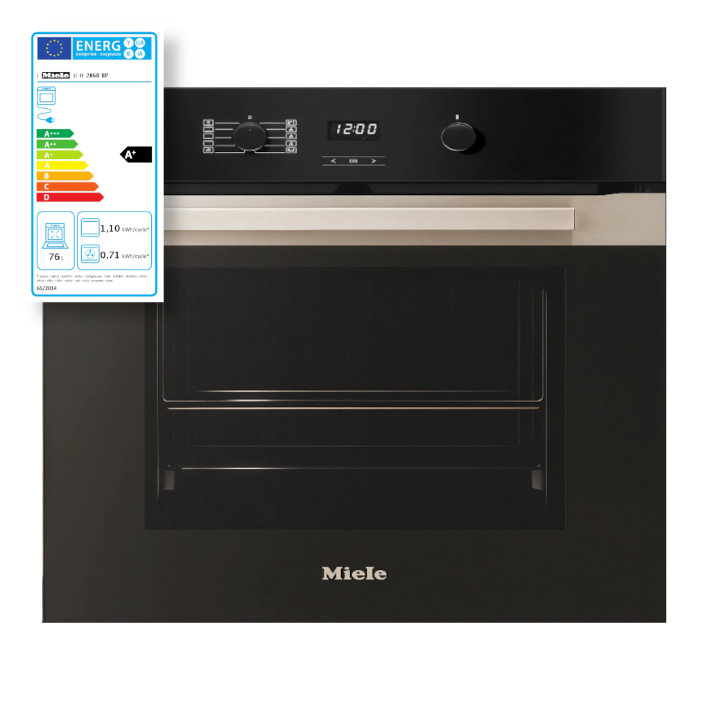 Miele H2860BP Einbau Backofen 60cm Heißluft Pyrolyse Edelstahl Schwarz A+ von Miele