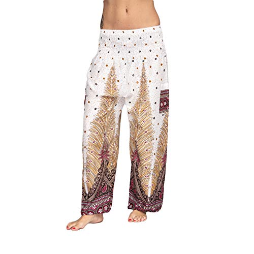 Mienloco Damen und Herren Haremshose Aladinhose Pumphose (ab 1,70m, Weiß) von Mienloco