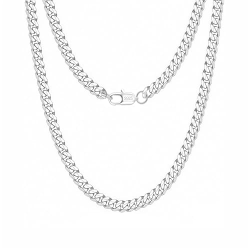 Mieoyue 925 Sterling Silber Panzerkette Halskette für Herren 5/7/9mm Breite Kubanische Gliederkette (5mm, 60.0 Zentimeter) von Mieoyue
