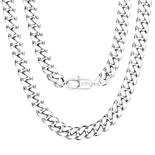 Mieoyue 925 Sterling Silber Panzerkette Halskette für Herren 5/7/9mm Breite Kubanische Gliederkette (9mm, 65.0 Zentimeter) von Mieoyue