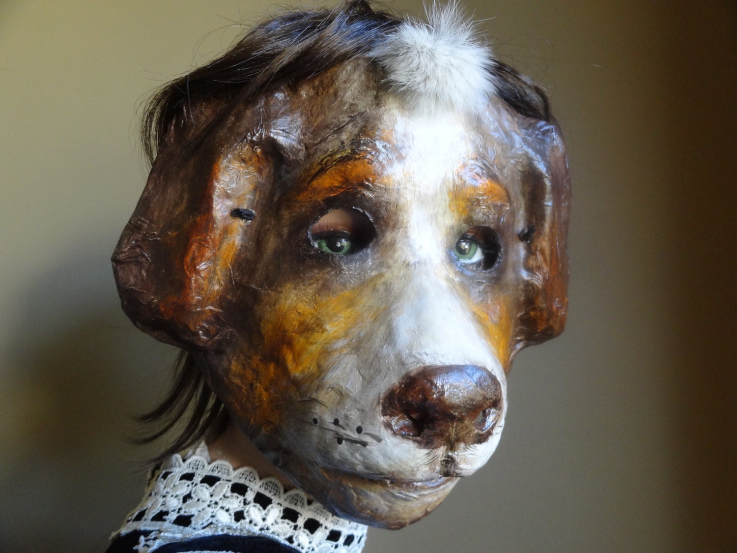 3D Maske Papier Mache Pappmaché Hundemaske Tiermaske von MiesmesaBerni