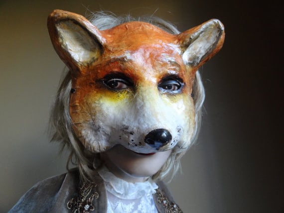 Halloween-Maske, Papier Mache Tier Maske Fuchs Kostüm von MiesmesaBerni