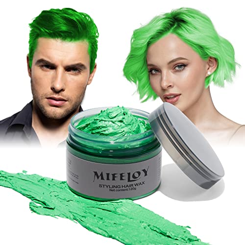 Grünu Haartönung Temporäre Haarfarbe 4,23 Unzen, Instant Hair Cream Mud Natürliche Frisur Pomade, Männer Frauen Styling Haartone Wax, Haar Wachs für Party Cosplay Halloween von Mifeloy