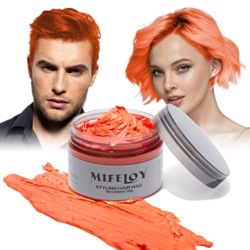 Orange Haartönung Temporäre Haarfarbe 4,23 Unzen, Instant Hair Cream Mud Natürliche Frisur Pomade, Frauen Männer Styling Haartone Wax, Haar Wachs für Halloween Party Cosplay von Mifeloy