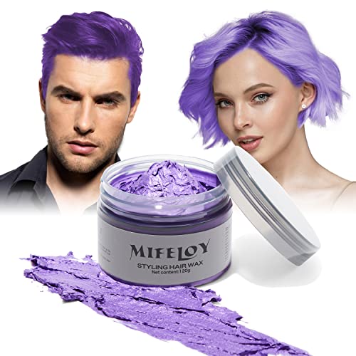 Violett Haartönung Temporäre Haarfarbe 4,23 Unzen, Instant Hair Cream Mud Natürliche Frisur Pomade, Männer Frauen Styling Haartone Wax, Haar Wachs für Party Cosplay Halloween von Mifeloy