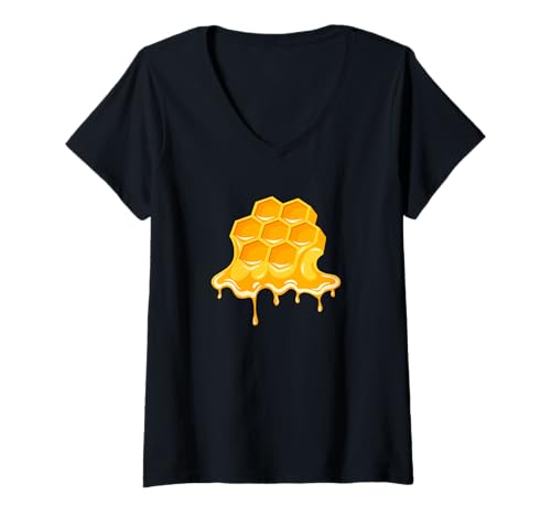 Damen Imker Honeycomb T-Shirt mit V-Ausschnitt von Miftees Beekeeper Tees