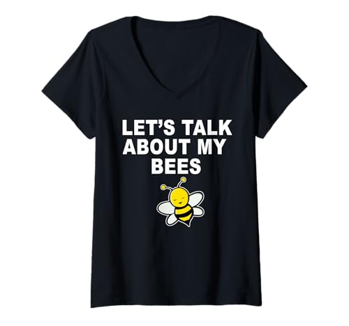 Damen Lass Uns über Meine Bienen sprechen lustiger Imker T-Shirt mit V-Ausschnitt von Miftees Beekeeper Tees