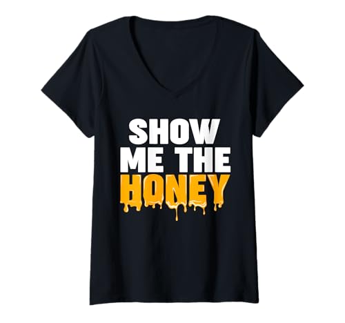 Damen Zeig Mir den Honig lustig Zeig Mir den Honig T-Shirt mit V-Ausschnitt von Miftees Beekeeper Tees