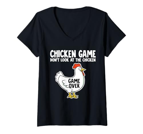 Damen Chicken Game: Don't Look at the Chicken T-Shirt mit V-Ausschnitt Damen Chicken Game: Don't Look at the Chicken T-Shirt mit V-Ausschnitt von Miftees Chicken Tees