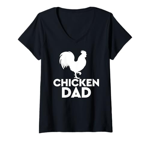 Damen Hühnchen-Papa T-Shirt mit V-Ausschnitt Damen Hühnchen-Papa T-Shirt mit V-Ausschnitt von Miftees Chicken Tees
