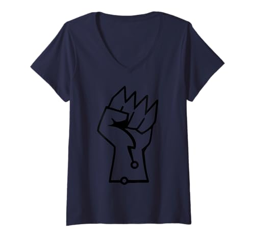 Damen Elektrischer Widerstand Faust T-Shirt mit V-Ausschnitt Damen Elektrischer Widerstand Faust T-Shirt mit V-Ausschnitt von Miftees Electrician Tees