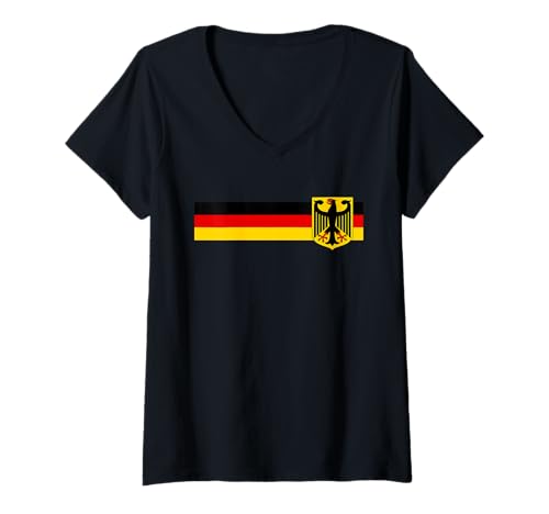 Damen Deutscher Adler Bundeswappen Deutsche Flagge T-Shirt mit V-Ausschnitt Damen Deutscher Adler Bundeswappen Deutsche Flagge T-Shirt mit V-Ausschnitt von Miftees Germany Tees
