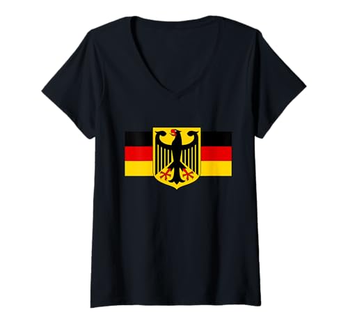 Damen Deutscher Adler Bundeswappen Deutscher Adler T-Shirt mit V-Ausschnitt Damen Deutscher Adler Bundeswappen Deutscher Adler T-Shirt mit V-Ausschnitt von Miftees Germany Tees