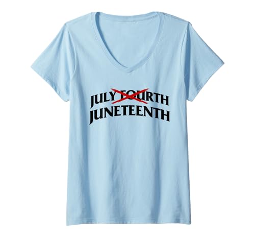 Damen Juneteenth over July 4th novelty Juneteenth T-Shirt mit V-Ausschnitt von Miftees Juneteenth tees