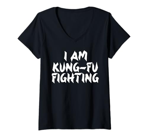 Damen I AM Kung-FU Fighting T-Shirt mit V-Ausschnitt Damen I AM Kung-FU Fighting T-Shirt mit V-Ausschnitt von Miftees Matching Halloween Tees