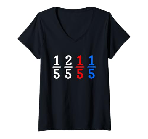Damen One Fifth Two Fifth Red Fifth Blue Fifth T-Shirt mit V-Ausschnitt von Miftees Math Tees
