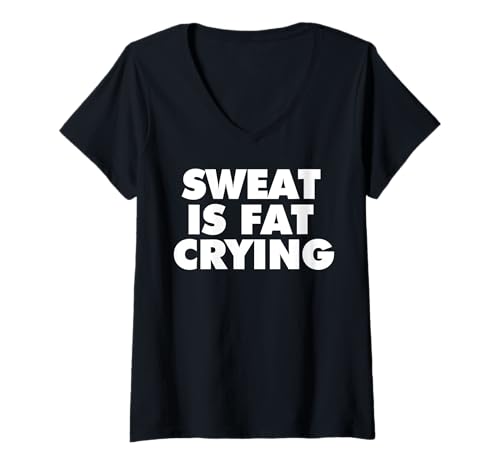 Damen Schweiß ist fett weinend T-Shirt mit V-Ausschnitt Damen Schweiß ist fett weinend T-Shirt mit V-Ausschnitt von Miftees Motivational Tees