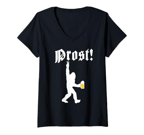 Damen Bigfoot Oktoberfest Prost T-Shirt mit V-Ausschnitt Damen Bigfoot Oktoberfest Prost T-Shirt mit V-Ausschnitt von Miftees Oktoberfest Tees
