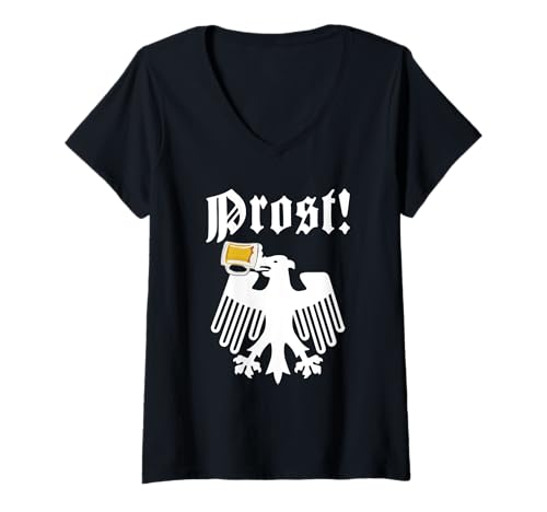 Damen Oktoberfest Trinkadler Prost T-Shirt mit V-Ausschnitt Damen Oktoberfest Trinkadler Prost T-Shirt mit V-Ausschnitt von Miftees Oktoberfest Tees