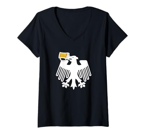 Damen Oktoberfest Trinkadler T-Shirt mit V-Ausschnitt Damen Oktoberfest Trinkadler T-Shirt mit V-Ausschnitt von Miftees Oktoberfest Tees