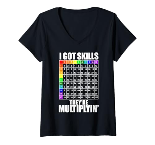 Damen I Got Skills Their Multiplying T-Shirt mit V-Ausschnitt Damen I Got Skills Their Multiplying T-Shirt mit V-Ausschnitt von Miftees Teacher Appreciation Tees